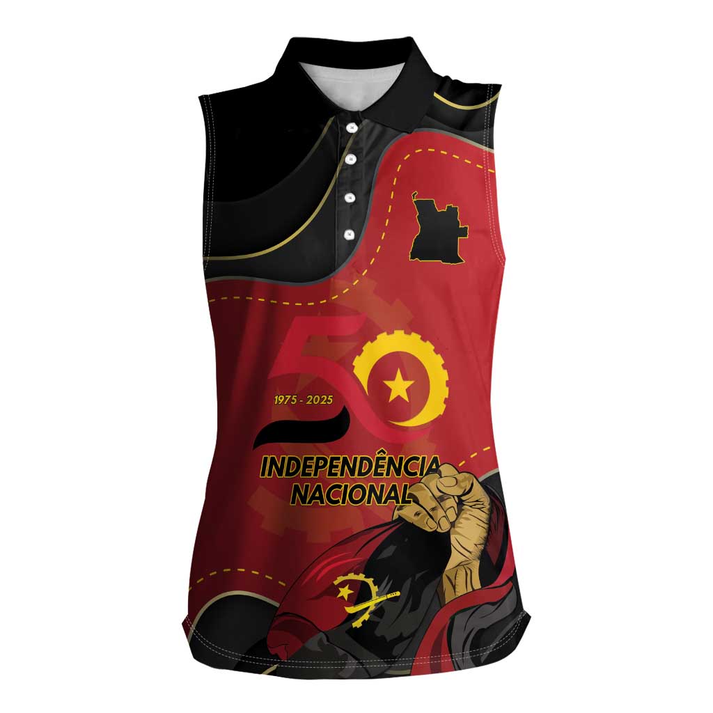 Personalized Angola Independence Day Women Sleeveless Polo Shirt Virtue Is Stronger When United - Wonder Print Shop