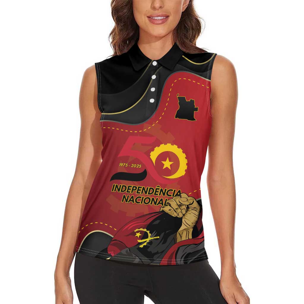 Personalized Angola Independence Day Women Sleeveless Polo Shirt Virtue Is Stronger When United - Wonder Print Shop