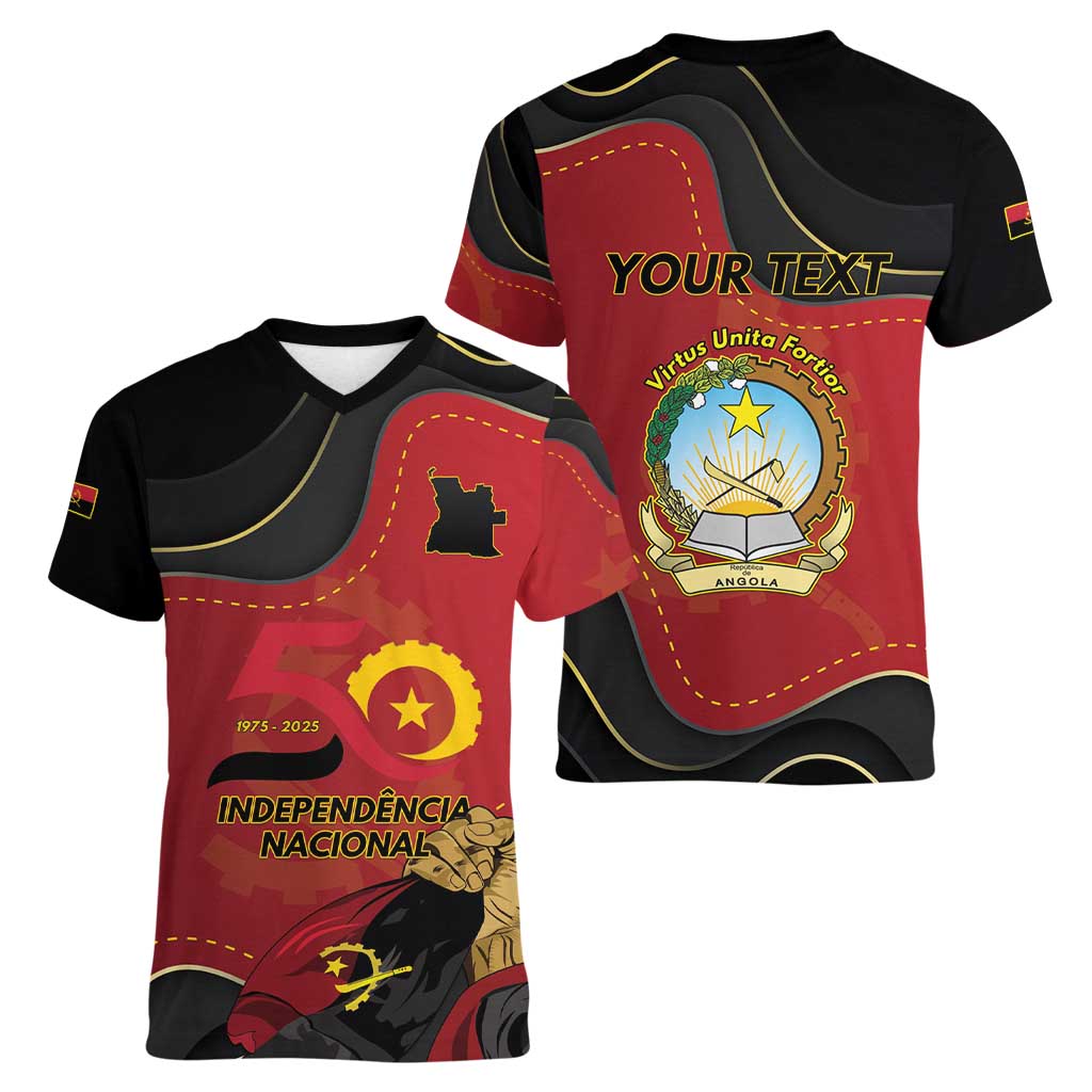 Personalized Angola Independence Day Women V-Neck T-Shirt Virtue Is Stronger When United - Wonder Print Shop