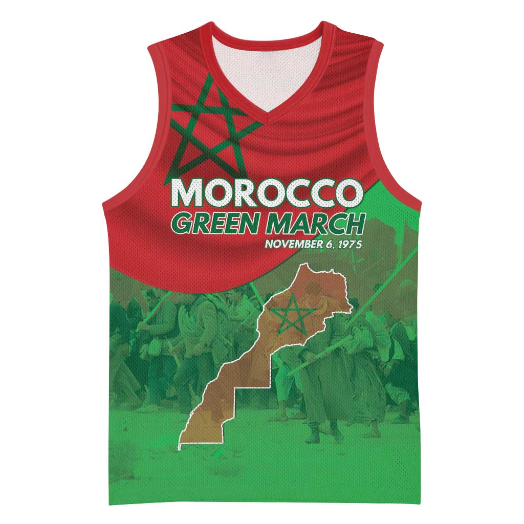 Morocco Green March Day Basketball Jersey One People - One Nation - Wonder Print Shop