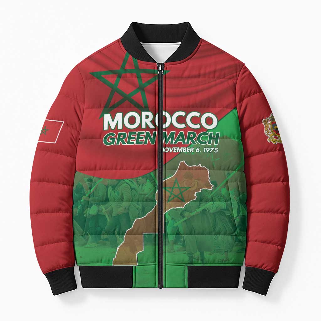 Morocco Green March Day Bomber Puffer Jacket One People - One Nation - Wonder Print Shop