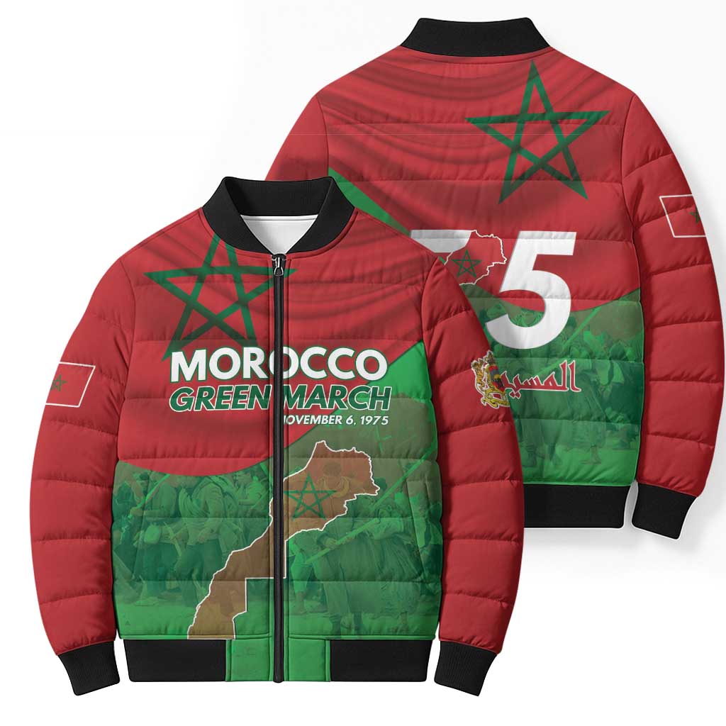 Morocco Green March Day Bomber Puffer Jacket One People - One Nation - Wonder Print Shop