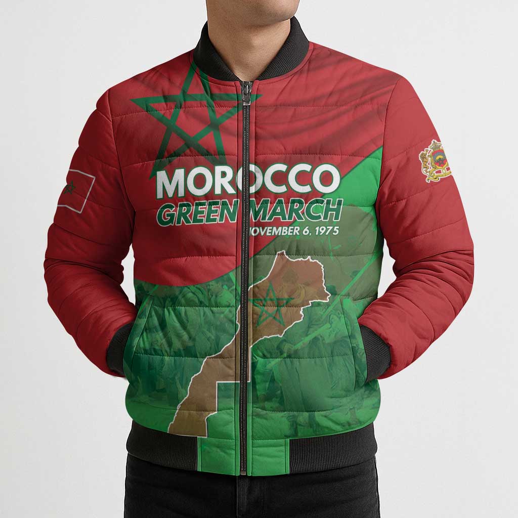 Morocco Green March Day Bomber Puffer Jacket One People - One Nation - Wonder Print Shop