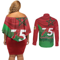 Morocco Green March Day Couples Matching Off Shoulder Short Dress and Long Sleeve Button Shirt One People - One Nation - Wonder Print Shop