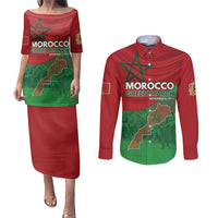 Morocco Green March Day Couples Matching Puletasi and Long Sleeve Button Shirt One People - One Nation - Wonder Print Shop