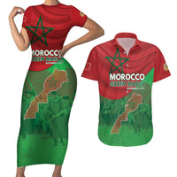 Morocco Green March Day Couples Matching Short Sleeve Bodycon Dress and Hawaiian Shirt One People - One Nation - Wonder Print Shop