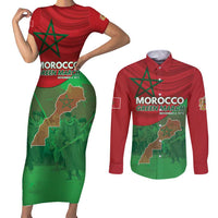 Morocco Green March Day Couples Matching Short Sleeve Bodycon Dress and Long Sleeve Button Shirt One People - One Nation - Wonder Print Shop