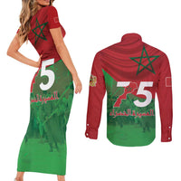 Morocco Green March Day Couples Matching Short Sleeve Bodycon Dress and Long Sleeve Button Shirt One People - One Nation - Wonder Print Shop