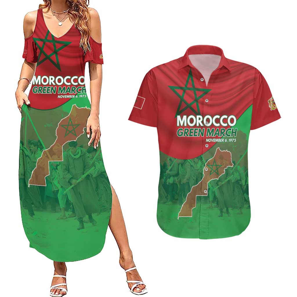 Morocco Green March Day Couples Matching Summer Maxi Dress and Hawaiian Shirt One People - One Nation - Wonder Print Shop