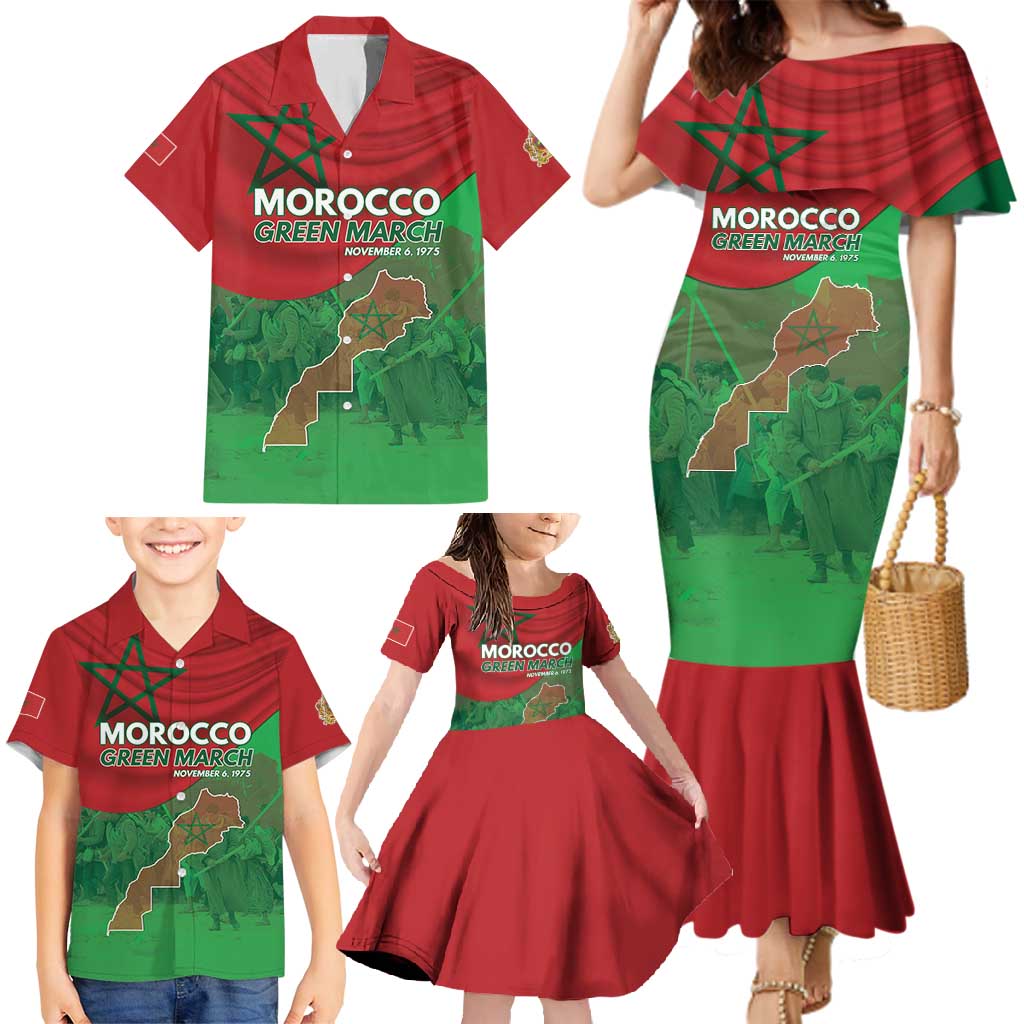 Morocco Green March Day Family Matching Mermaid Dress and Hawaiian Shirt One People - One Nation - Wonder Print Shop