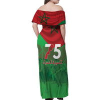 Morocco Green March Day Family Matching Off Shoulder Maxi Dress and Hawaiian Shirt One People - One Nation - Wonder Print Shop