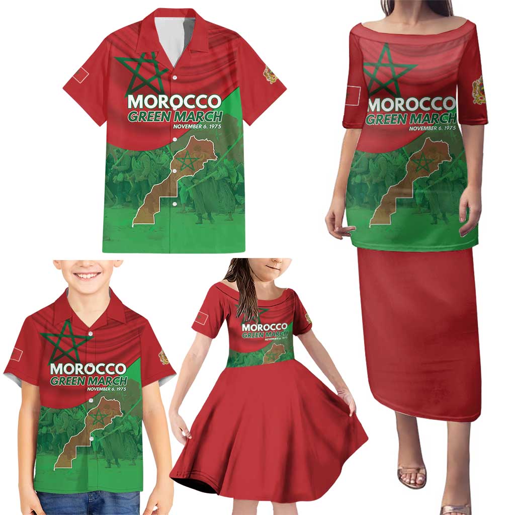 Morocco Green March Day Family Matching Puletasi and Hawaiian Shirt One People - One Nation - Wonder Print Shop