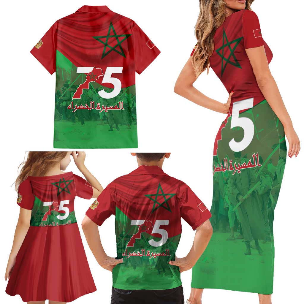 Morocco Green March Day Family Matching Short Sleeve Bodycon Dress and Hawaiian Shirt One People - One Nation - Wonder Print Shop
