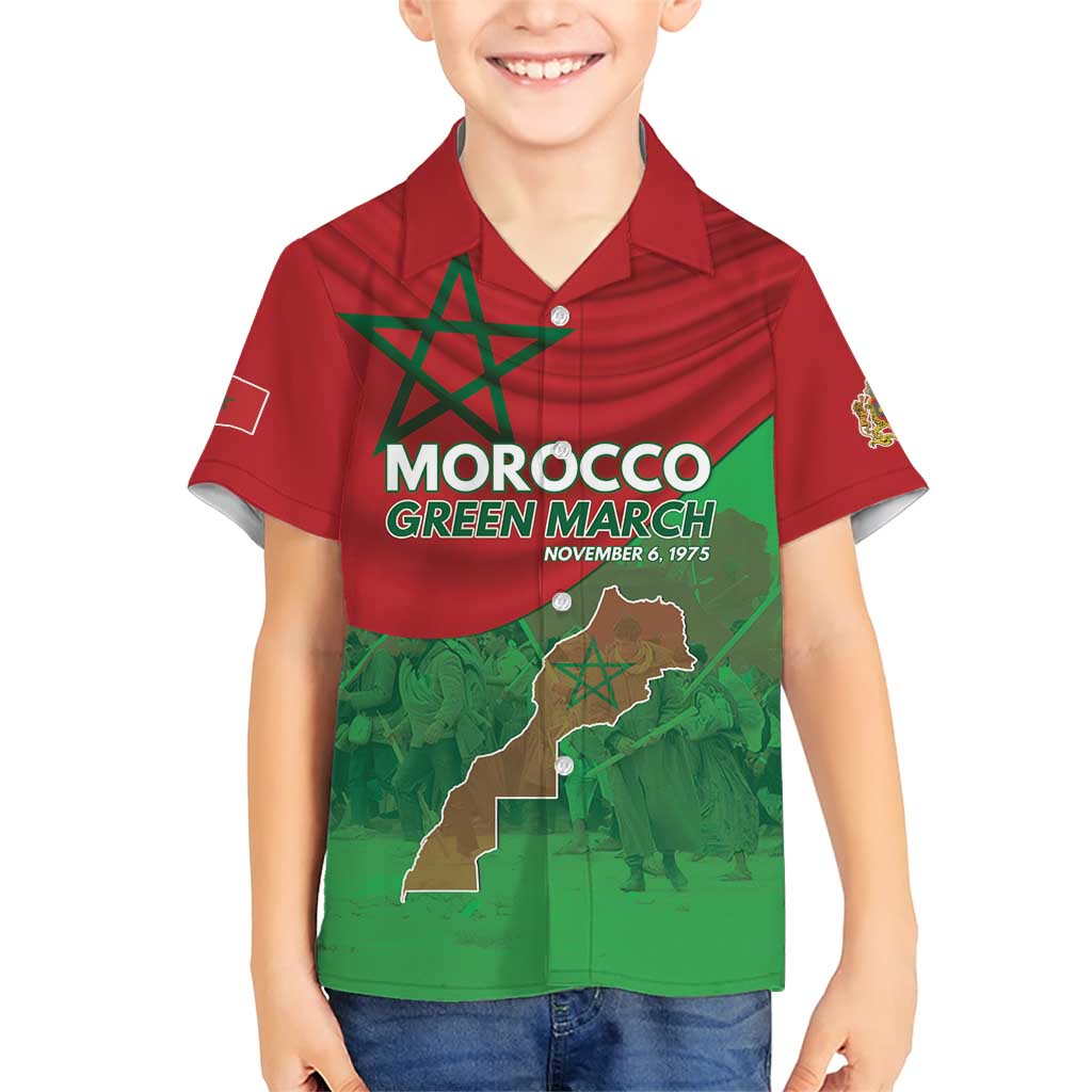 Morocco Green March Day Family Matching Short Sleeve Bodycon Dress and Hawaiian Shirt One People - One Nation - Wonder Print Shop