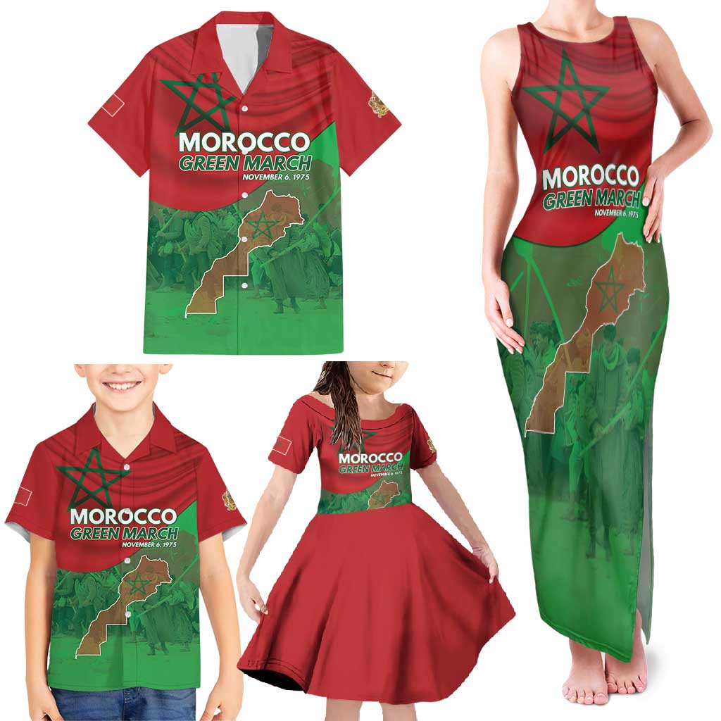 Morocco Green March Day Family Matching Tank Maxi Dress and Hawaiian Shirt One People - One Nation - Wonder Print Shop