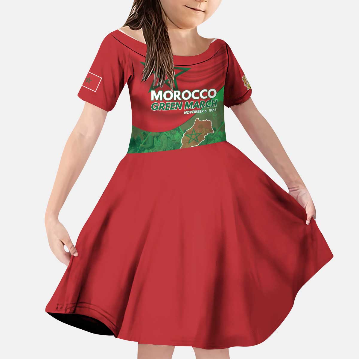 Morocco Green March Day Kid Short Sleeve Dress One People - One Nation - Wonder Print Shop