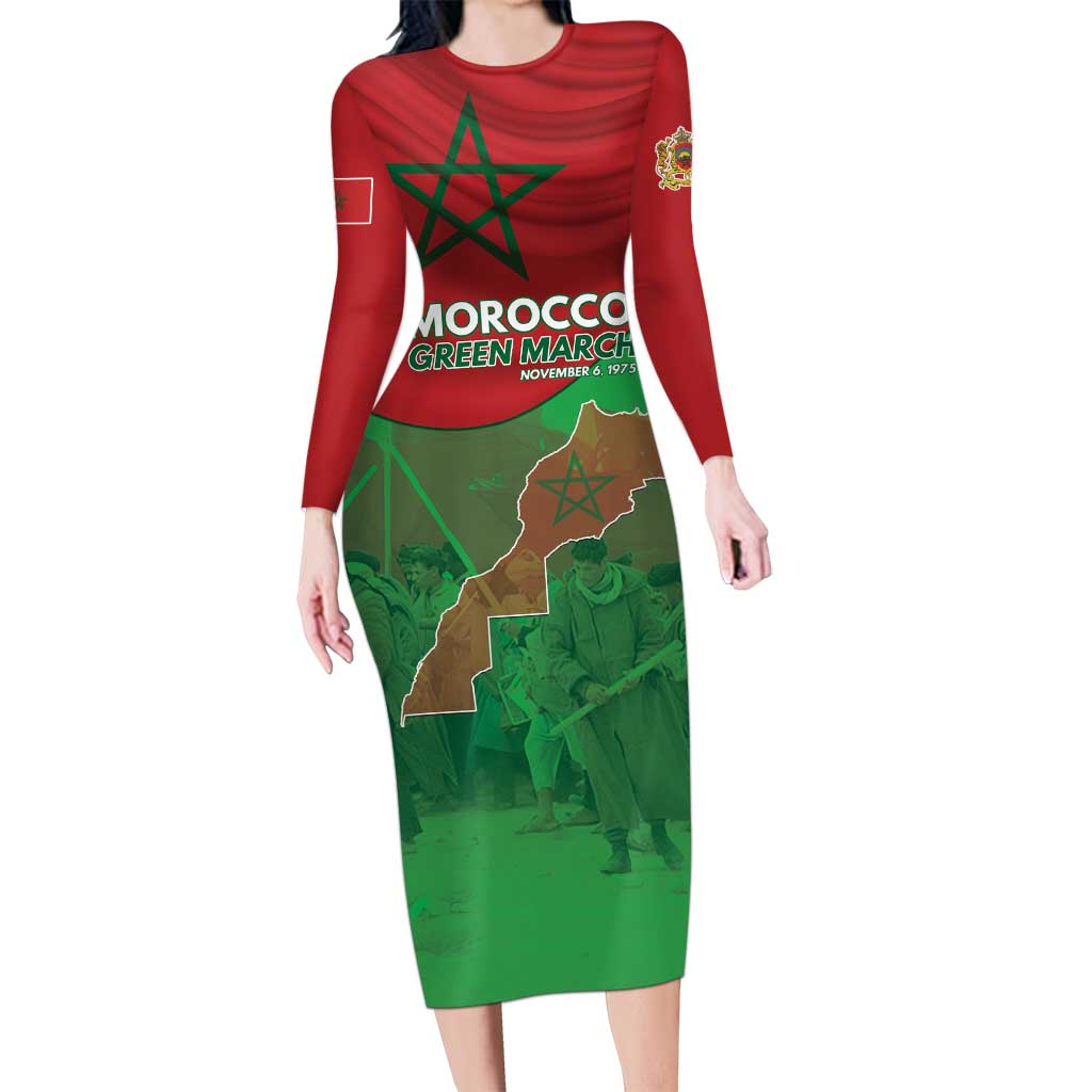 Morocco Green March Day Long Sleeve Bodycon Dress One People - One Nation - Wonder Print Shop