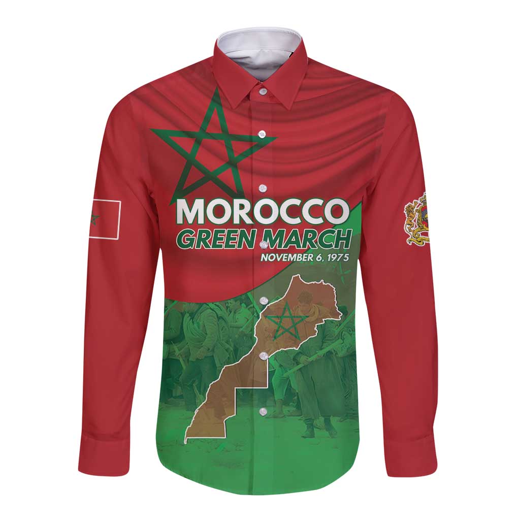 Morocco Green March Day Long Sleeve Button Shirt One People - One Nation - Wonder Print Shop