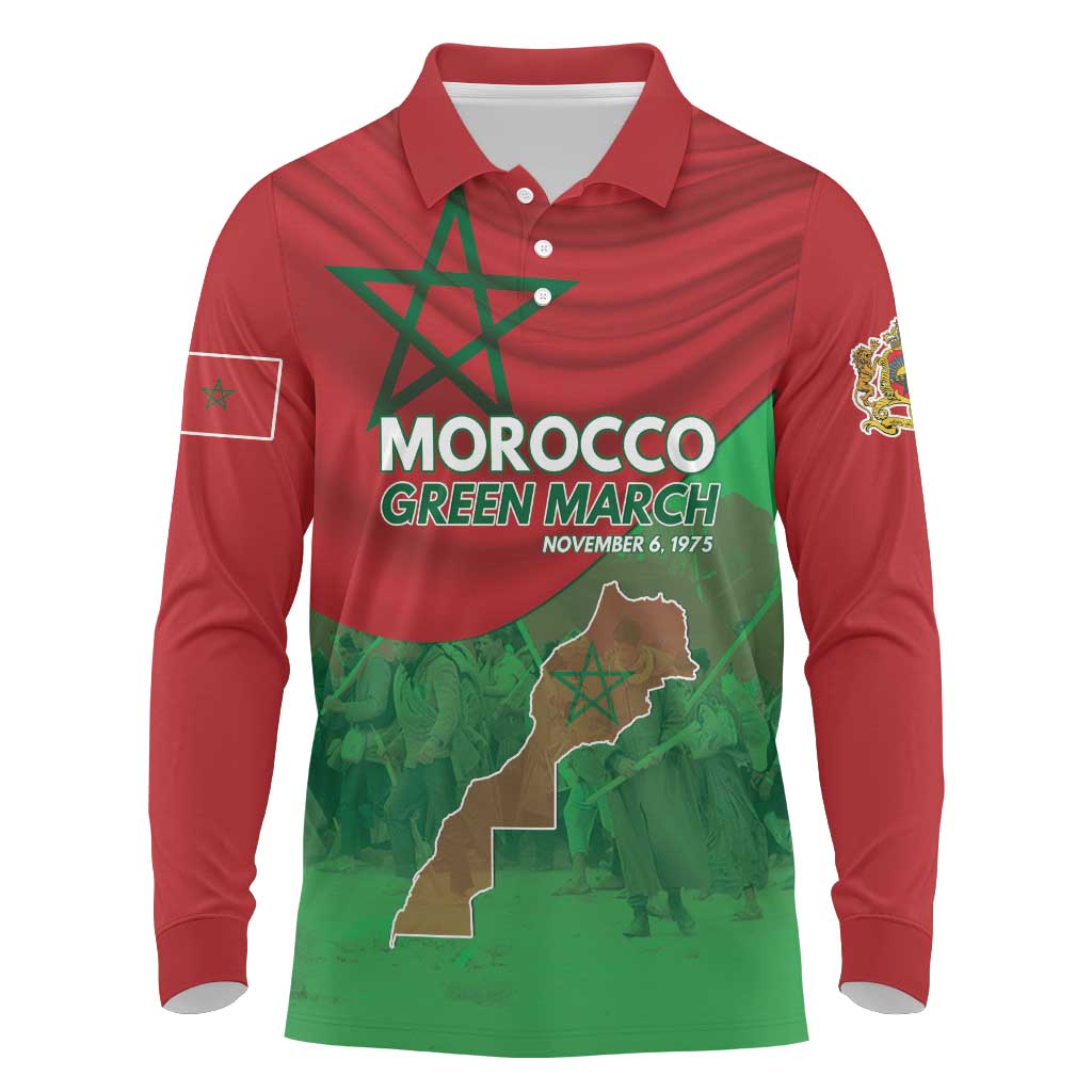 Morocco Green March Day Long Sleeve Polo Shirt One People - One Nation - Wonder Print Shop