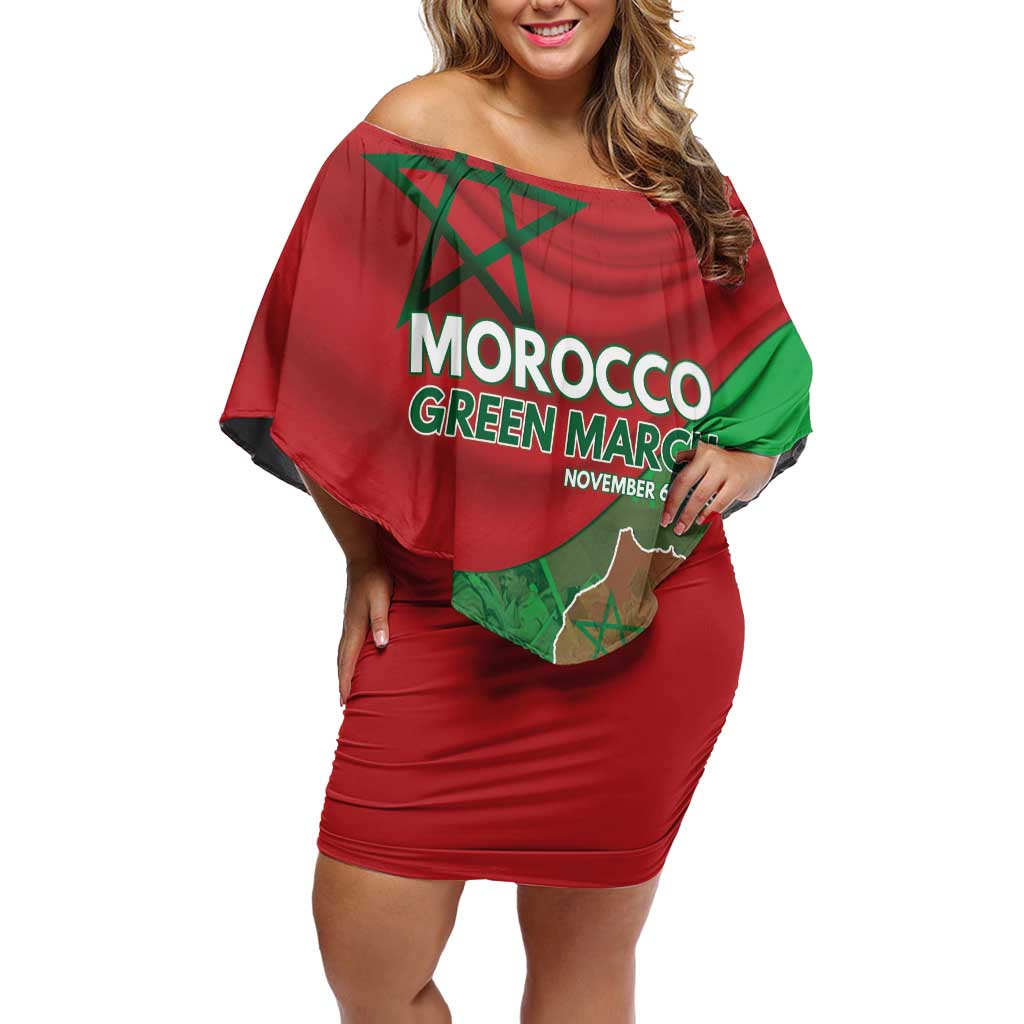 Morocco Green March Day Off Shoulder Short Dress One People - One Nation - Wonder Print Shop