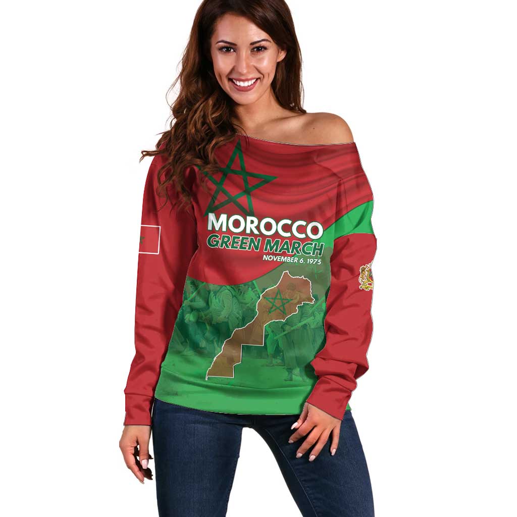 Morocco Green March Day Off Shoulder Sweater One People - One Nation - Wonder Print Shop