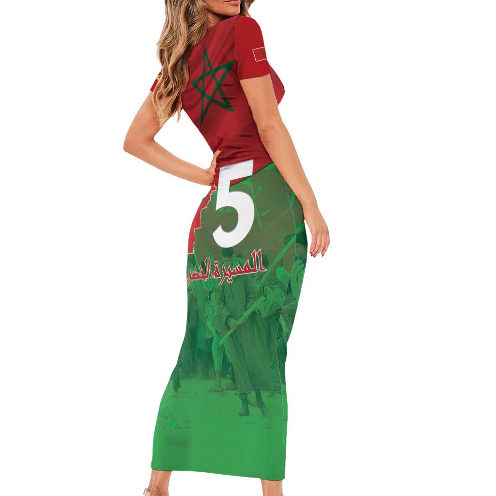 Morocco Green March Day Short Sleeve Bodycon Dress One People - One Nation - Wonder Print Shop