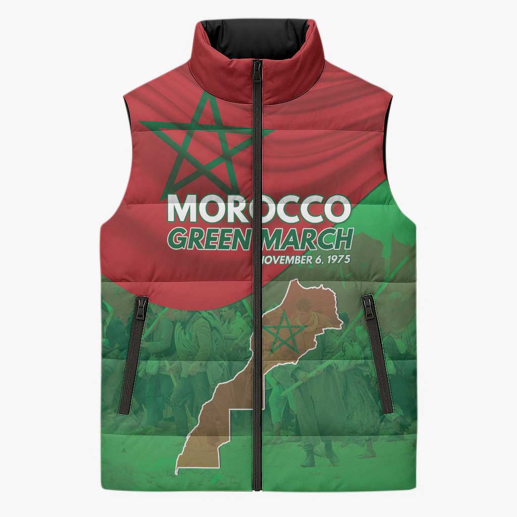 Morocco Green March Day Sleeveless Puffer Jacket One People - One Nation - Wonder Print Shop