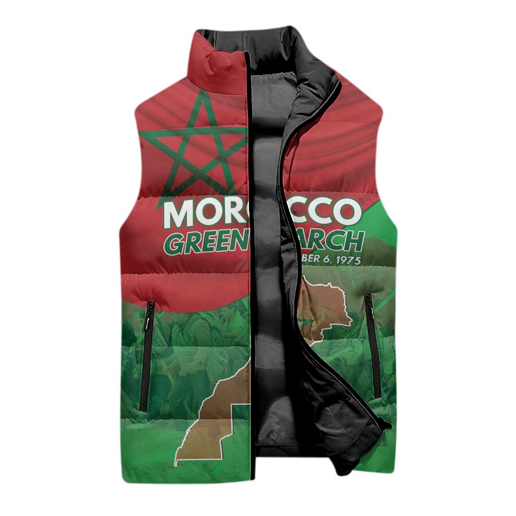 Morocco Green March Day Sleeveless Puffer Jacket One People - One Nation - Wonder Print Shop