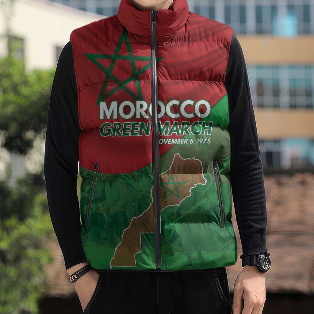 Morocco Green March Day Sleeveless Puffer Jacket One People - One Nation - Wonder Print Shop