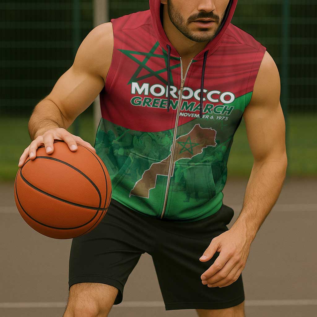 Morocco Green March Day Sleeveless Zip Hoodie One People - One Nation - Wonder Print Shop