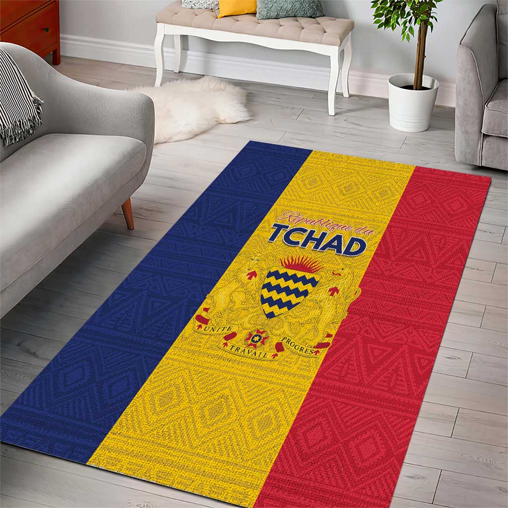 Chad Area Rug Coat Of Arms - Flag Style - Wonder Print Shop