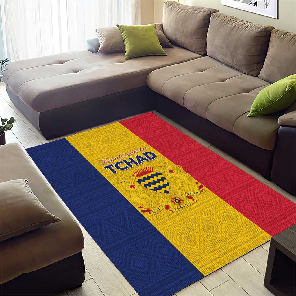 Chad Area Rug Coat Of Arms - Flag Style - Wonder Print Shop