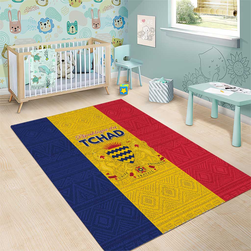 Chad Area Rug Coat Of Arms - Flag Style - Wonder Print Shop