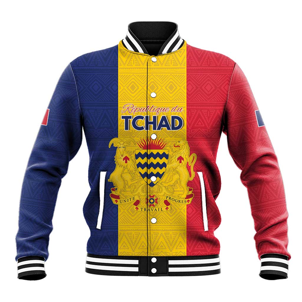 Personalized Chad Baseball Jacket Coat Of Arms - Flag Style - Wonder Print Shop