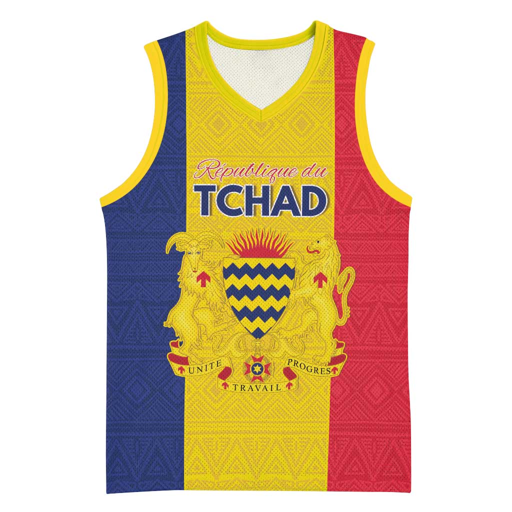 Personalized Chad Basketball Jersey Coat Of Arms - Flag Style - Wonder Print Shop