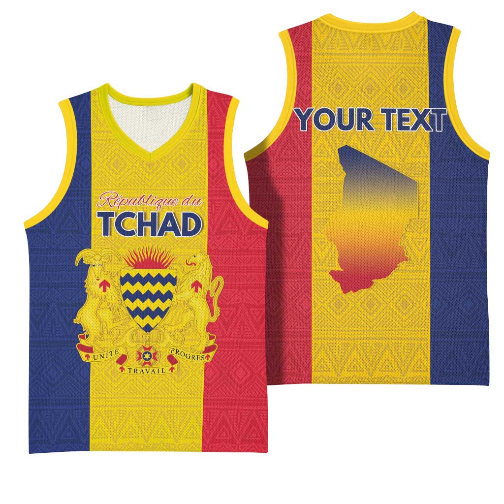 Personalized Chad Basketball Jersey Coat Of Arms - Flag Style - Wonder Print Shop