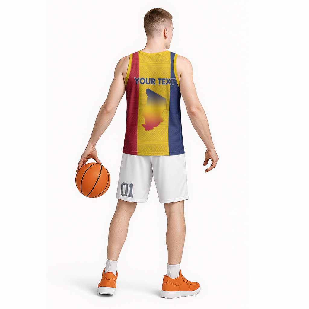Personalized Chad Basketball Jersey Coat Of Arms - Flag Style - Wonder Print Shop