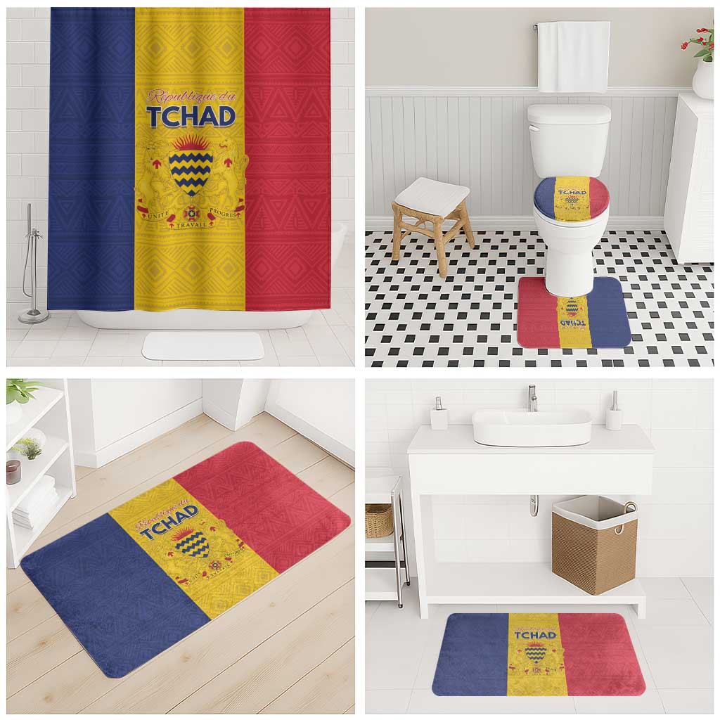 Chad Bathroom Set Coat Of Arms - Flag Style - Wonder Print Shop