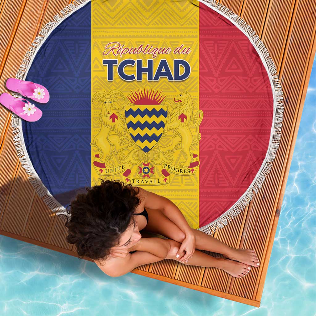 Chad Beach Blanket Coat Of Arms - Flag Style - Wonder Print Shop