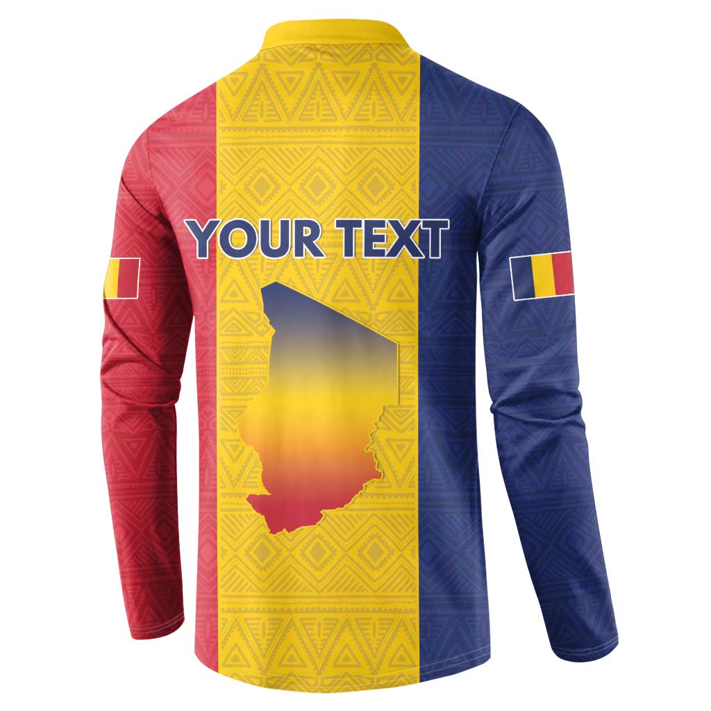 Personalized Chad Button Sweatshirt Coat Of Arms - Flag Style - Wonder Print Shop