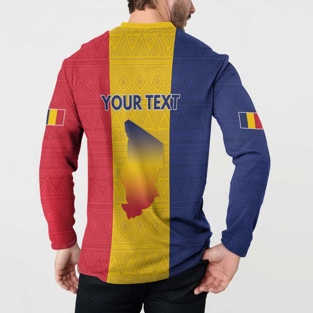 Personalized Chad Button Sweatshirt Coat Of Arms - Flag Style - Wonder Print Shop