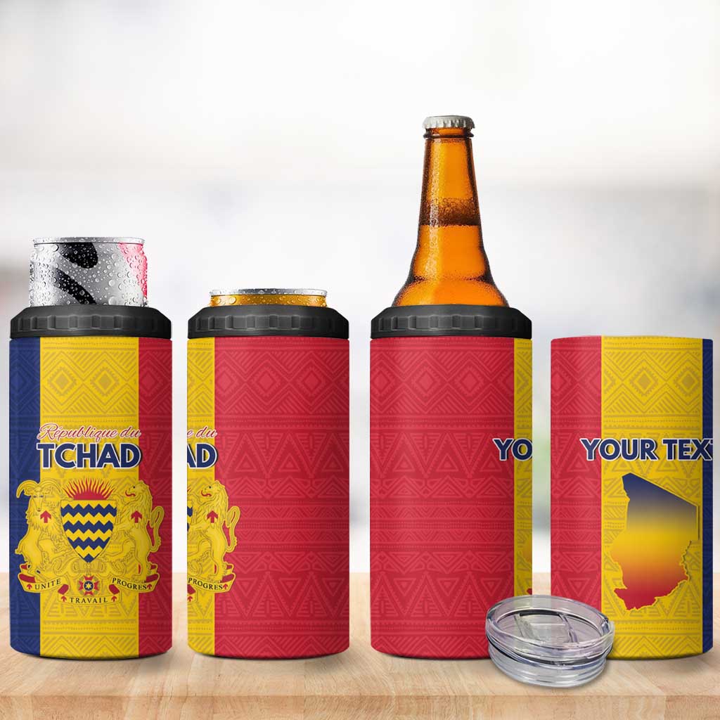 Personalized Chad 4 in 1 Can Cooler Tumbler Coat Of Arms - Flag Style - Wonder Print Shop