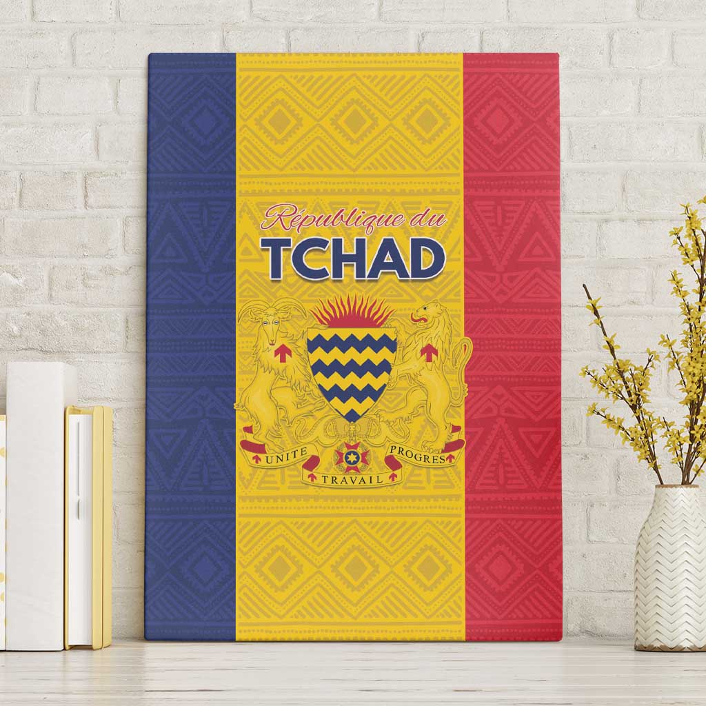 Chad Canvas Wall Art Coat Of Arms - Flag Style - Wonder Print Shop