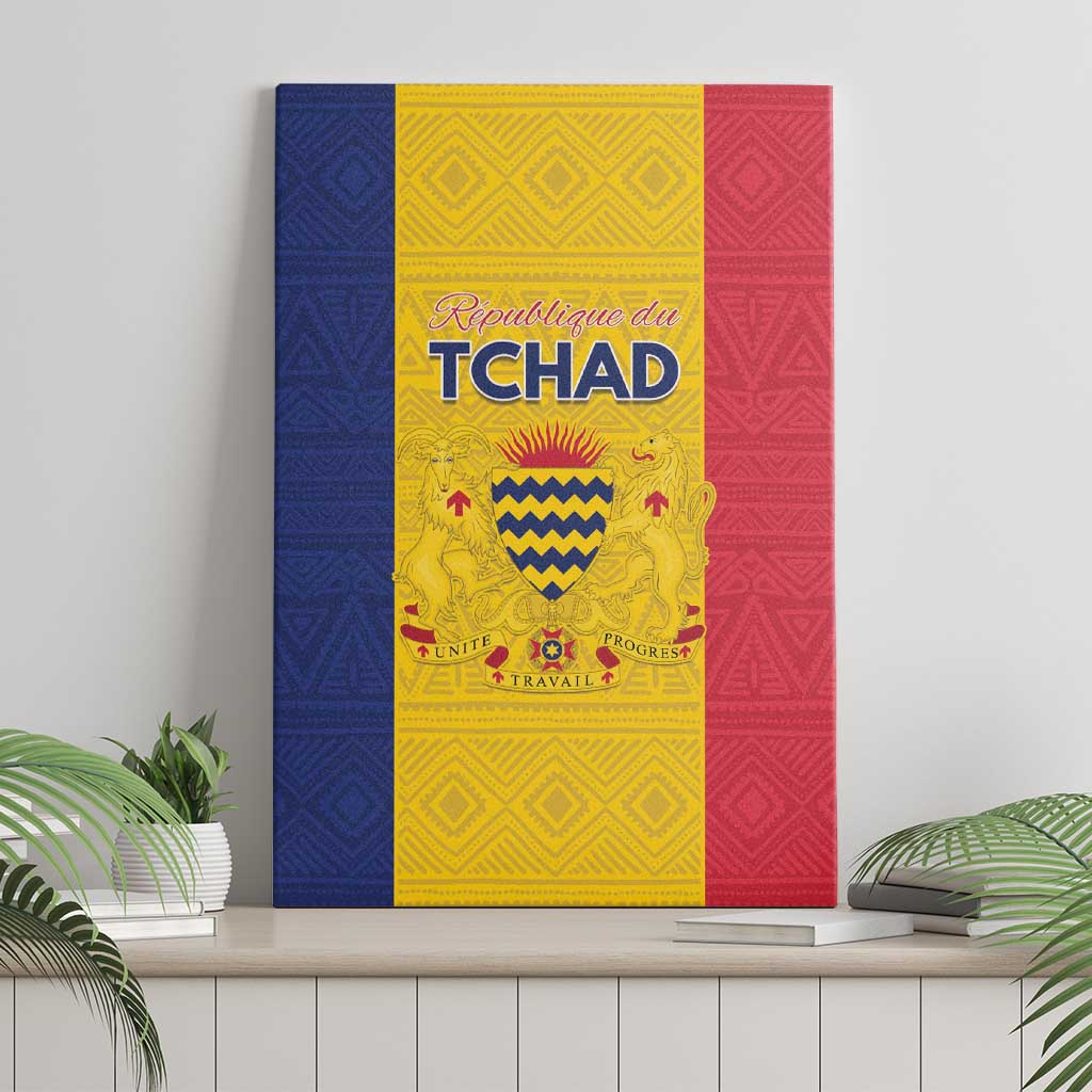 Chad Canvas Wall Art Coat Of Arms - Flag Style - Wonder Print Shop