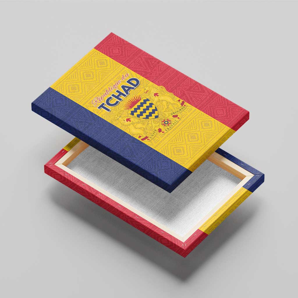 Chad Canvas Wall Art Coat Of Arms - Flag Style - Wonder Print Shop