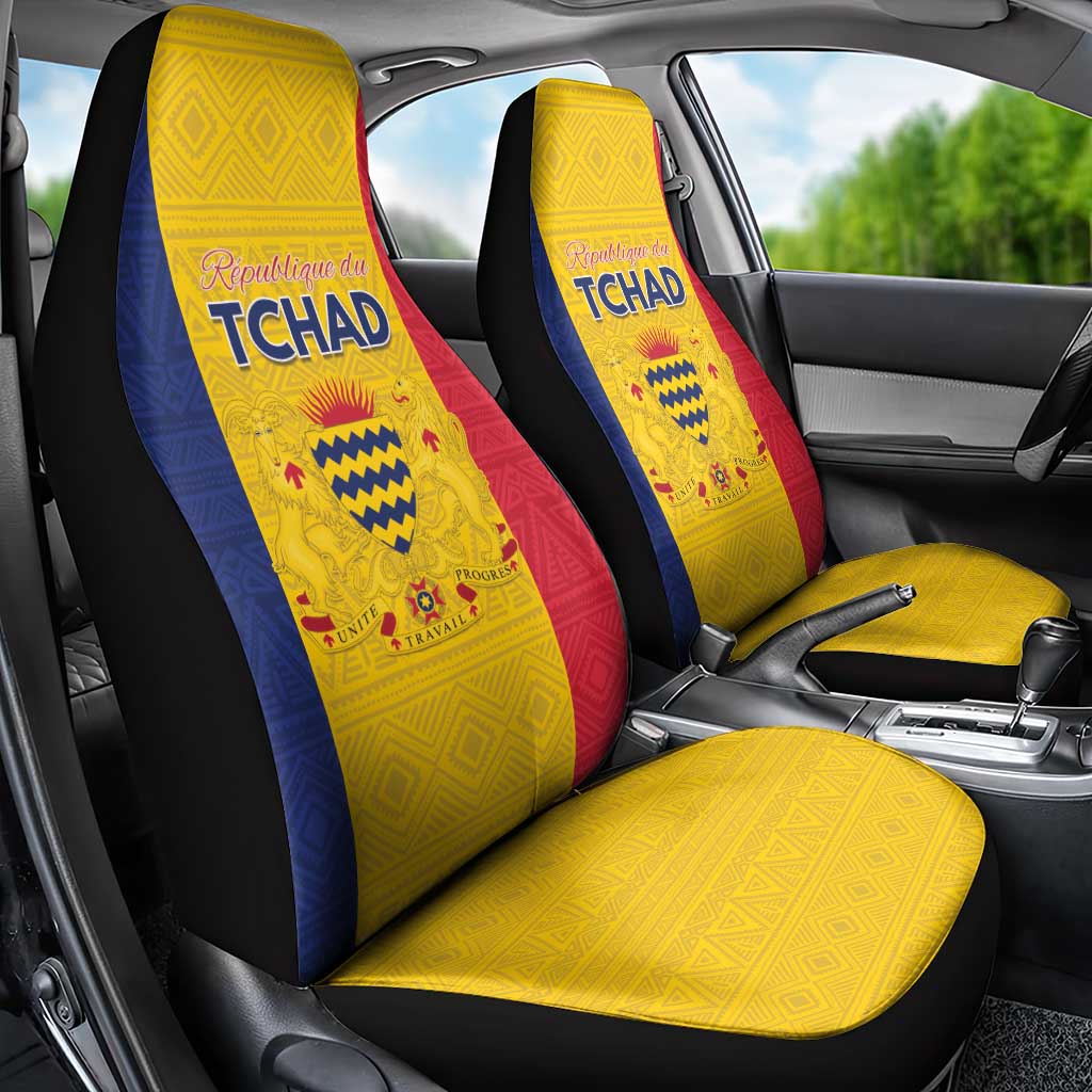 Chad Car Seat Cover Coat Of Arms - Flag Style - Wonder Print Shop