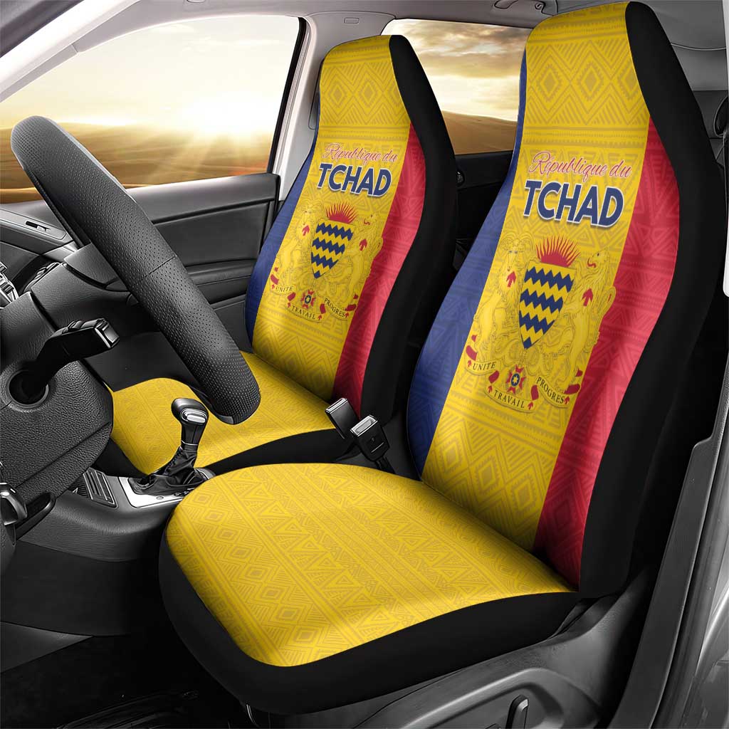Chad Car Seat Cover Coat Of Arms - Flag Style - Wonder Print Shop