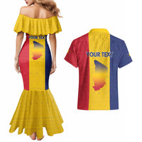 Personalized Chad Couples Matching Mermaid Dress and Hawaiian Shirt Coat Of Arms - Flag Style - Wonder Print Shop