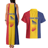 Personalized Chad Couples Matching Tank Maxi Dress and Hawaiian Shirt Coat Of Arms - Flag Style - Wonder Print Shop