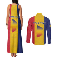 Personalized Chad Couples Matching Tank Maxi Dress and Long Sleeve Button Shirt Coat Of Arms - Flag Style - Wonder Print Shop